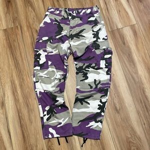 Purple Baggy Camo Cargos